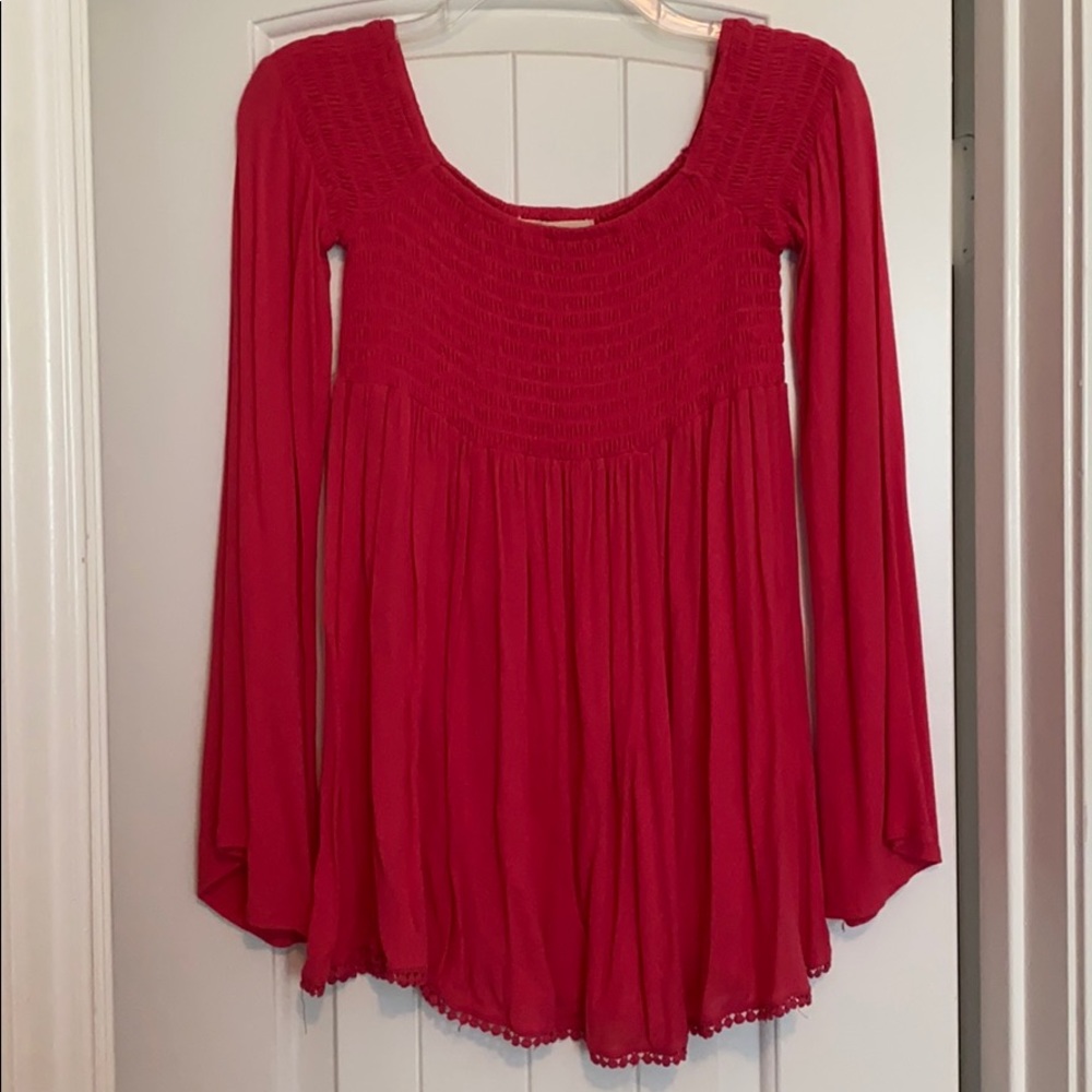 Off the Shoulder Coral Flowy Top